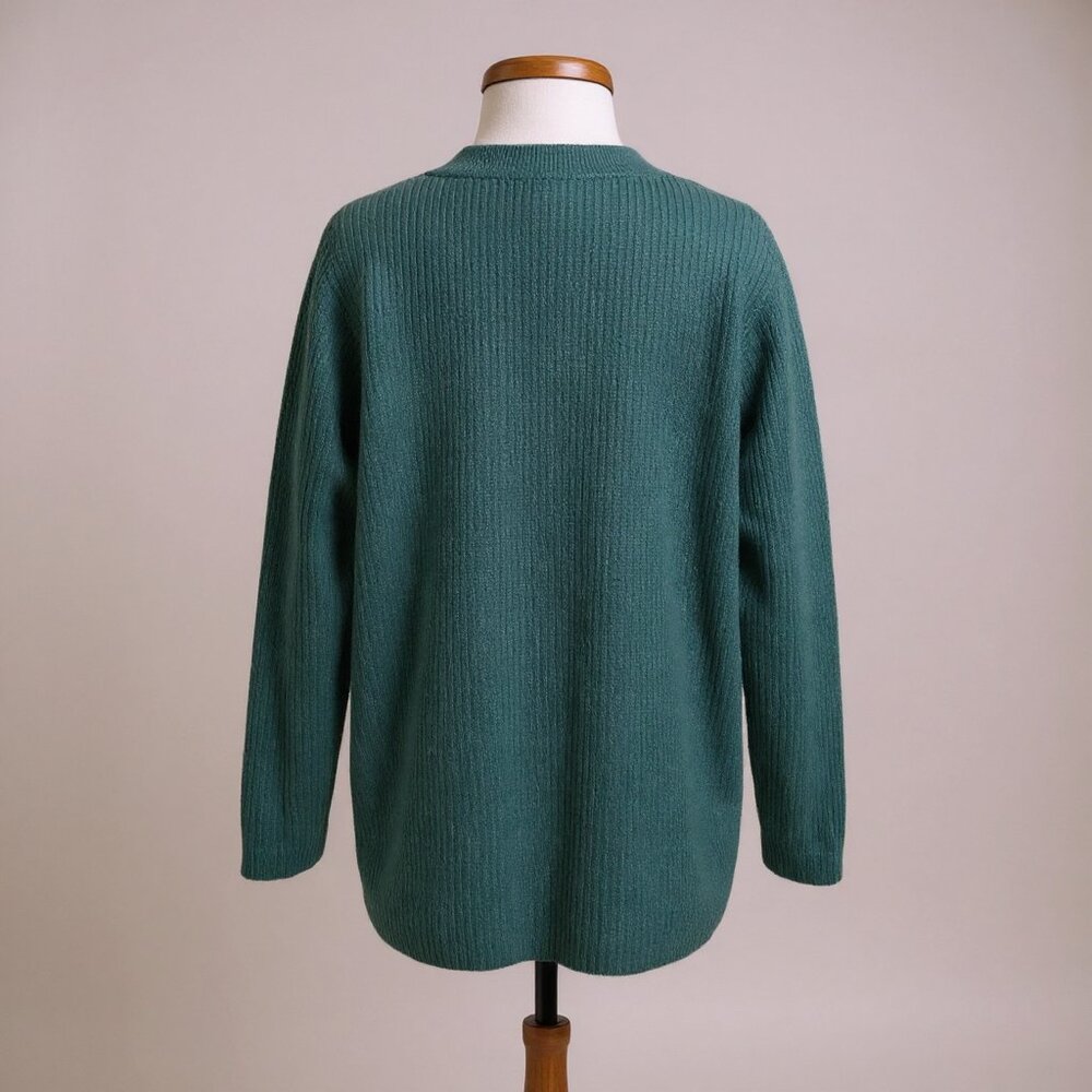 J. McLaughlin Cashmere Wool Blend Ribbed Sweater Forest Green Size Large $428 - Picture 3 of 9